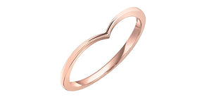 Ladies 10 Karat Rose Gold 1mm Stackable V Ring