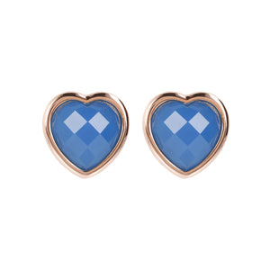 Bronzallure Heart Shaped Blue Agate Studs