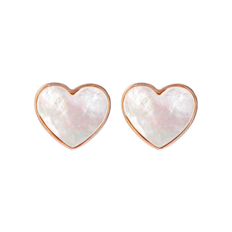 Bronzallure Flat Heart Stone Button Earrings