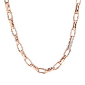Bronzallure Thick Forzatina Chain Necklace and Pavé Detail