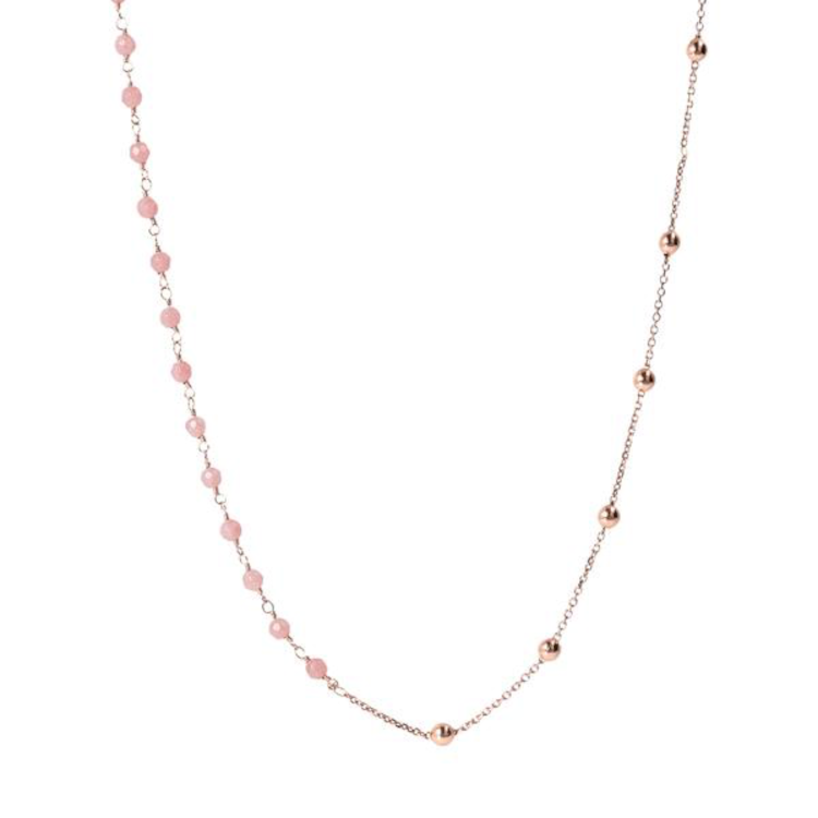 Bronzallure Rosary Necklace with Pink Quartz